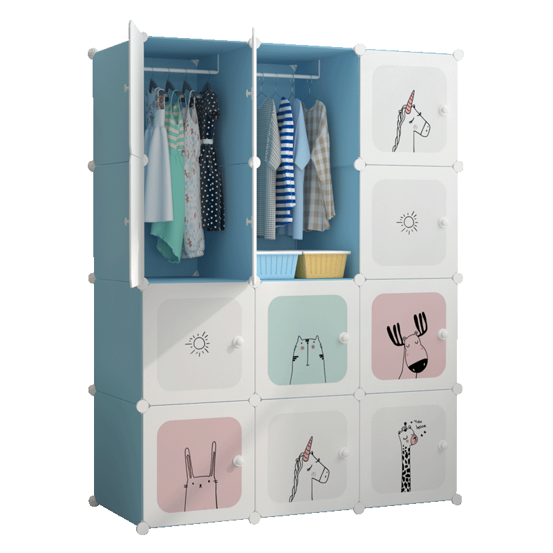 洁然 树脂塑料收纳柜简易环保玩具杂物储物柜 【boy款】12格2挂