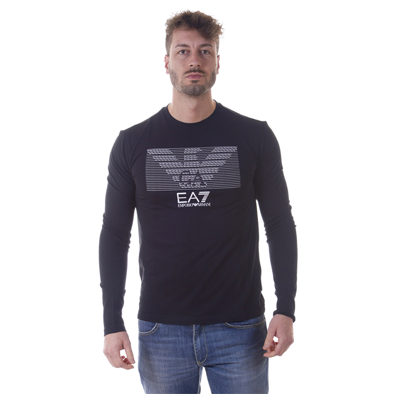 EA7 男装长袖T恤圆领打底衫 3YPTM3PJ30Z 棉 黑色 S