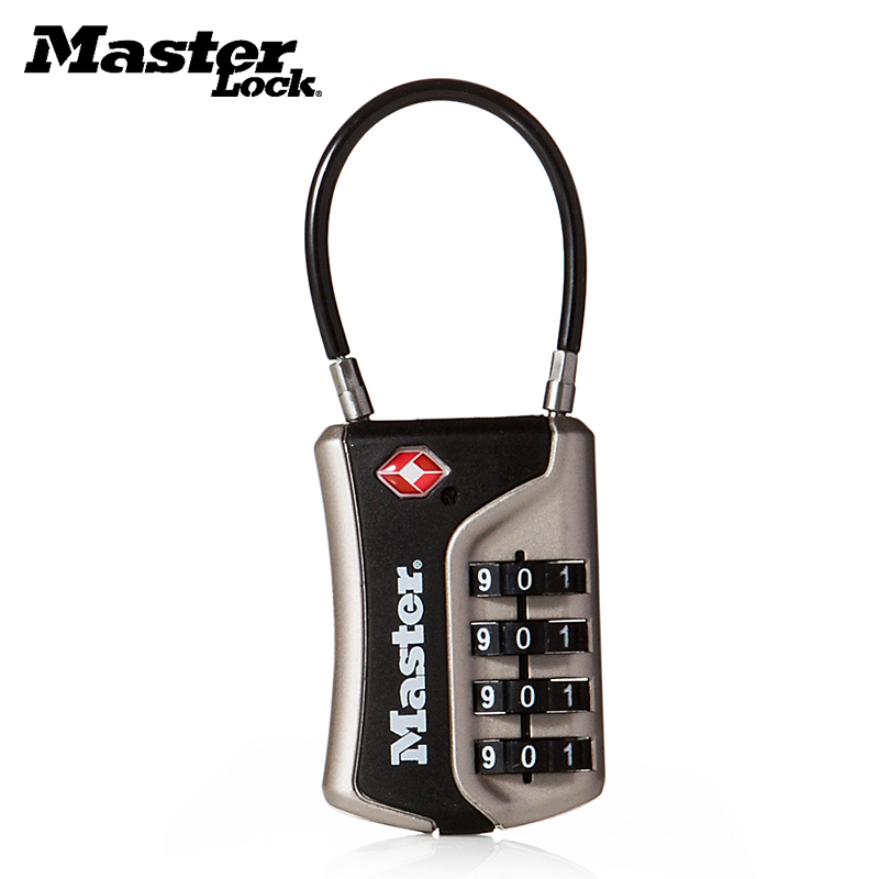 玛斯特（MasterLock）可调密码锁出国户外旅行箱包防盗挂锁TSA数字字母时尚外观4697 香槟色数字款
