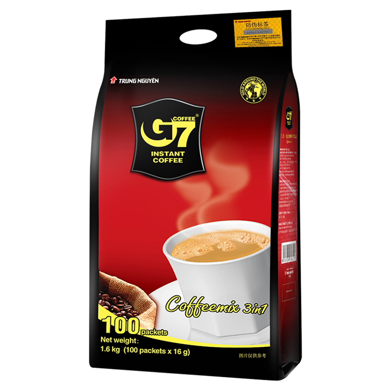 G7coffee越南进口中原G7三合一速溶咖啡粉原味特浓丝滑醇厚 G7原味16g*100条（26年12月）