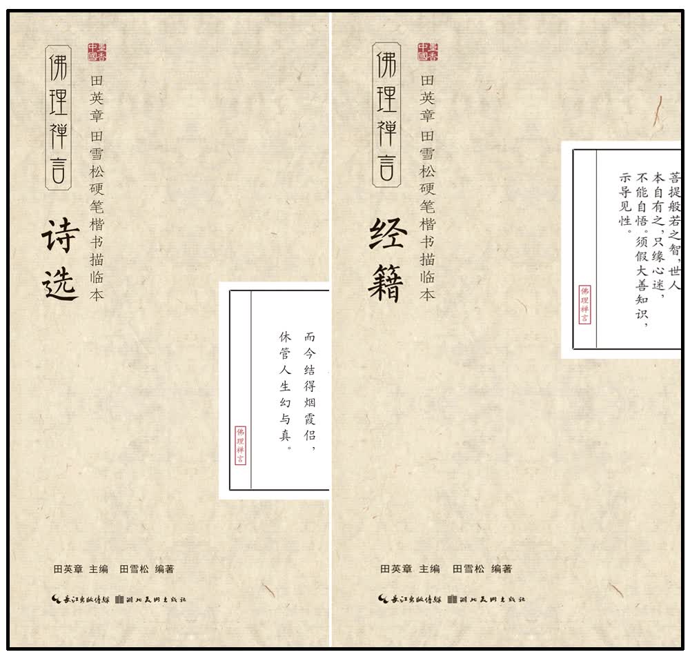 田英章·田雪松硬笔楷书描临本：佛理禅言（诗选+经籍套装共2册）