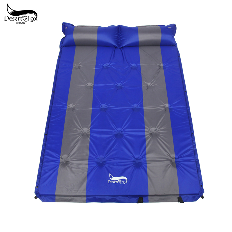 沙漠之狐 双人防潮自动充气垫可拼接露营野营垫户外睡袋 天蓝色