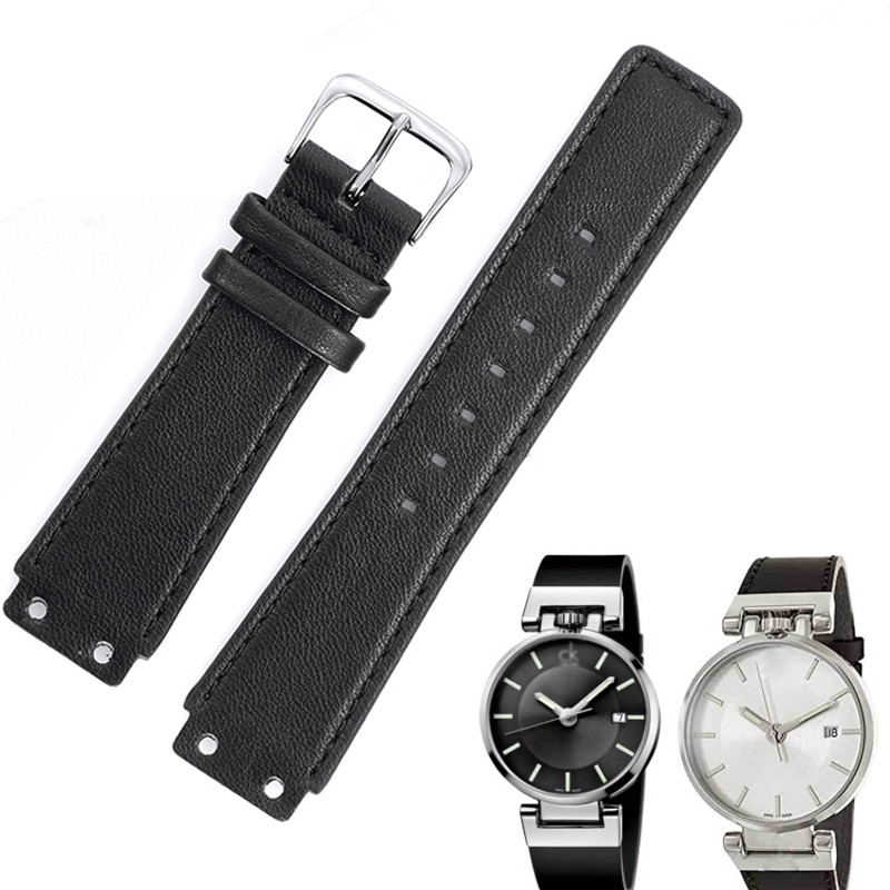 适用于ck手表表带 k4a211c3手表带 纤薄表带真皮牛皮表带皮表链 男