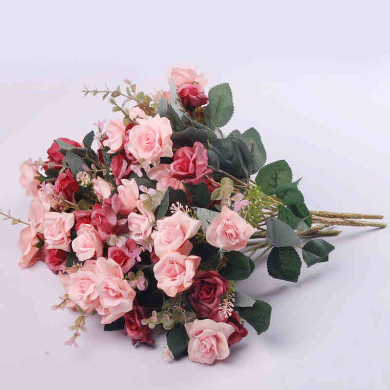 （4束）碧洛蒂斯 欧式田园仿真花玫瑰花装饰花 花瓶插花假花绢花