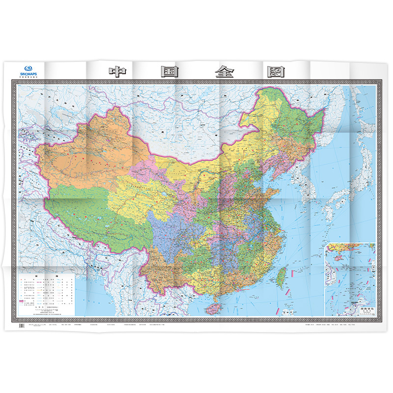 2020年新 中国地图 2米*1.5米 超大墙贴 折叠图