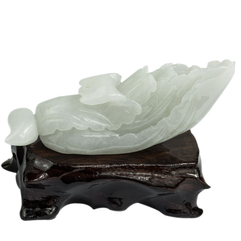 淘玉 玉白菜翡翠白菜小摆件 手玩件把件 立体翡翠玉圆雕 cd1