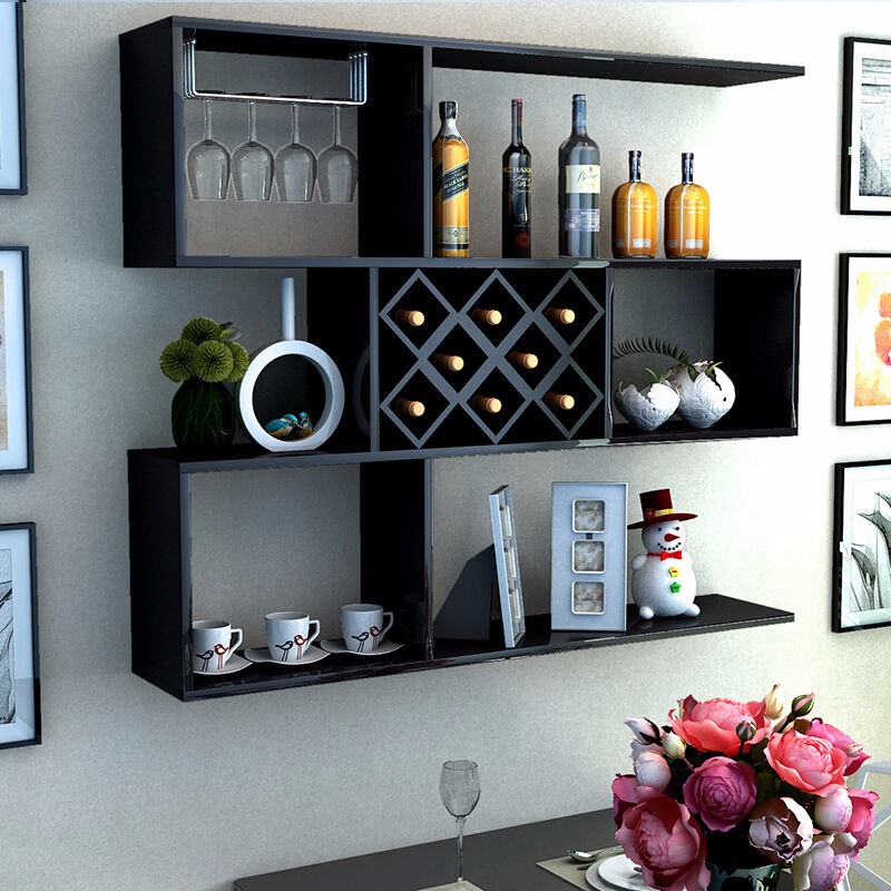 式酒柜 餐厅墙壁墙上酒架酒架家用墙壁酒柜现代简约装饰酒杯置物架 纯