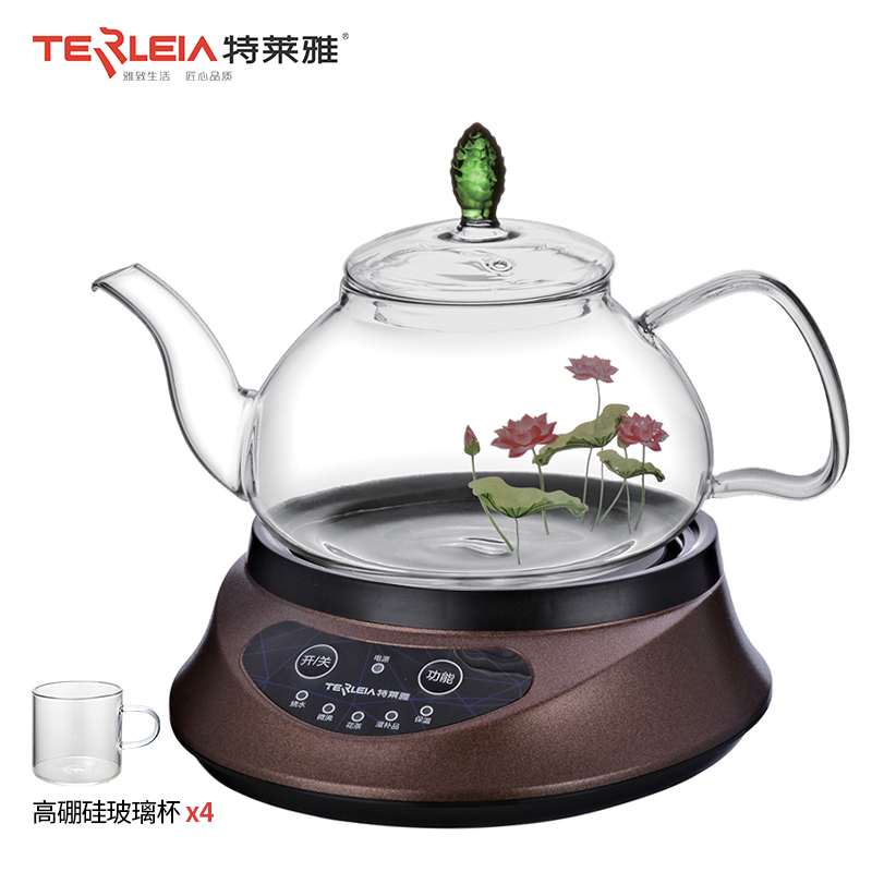特莱雅（TERLEIA）养生壶 全自动加厚玻璃电热茶壶 多功能电热水壶 花茶黑茶煮茶器 HC75柚木棕