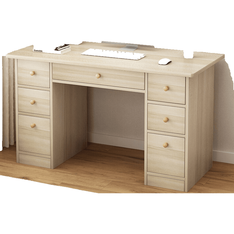 腾煜雅轩 人造板式书房家具 家用仿实木简约现代书桌子卧室单人学生写字书桌 台式电脑桌 120枫樱木 H形设计 宽敞台面