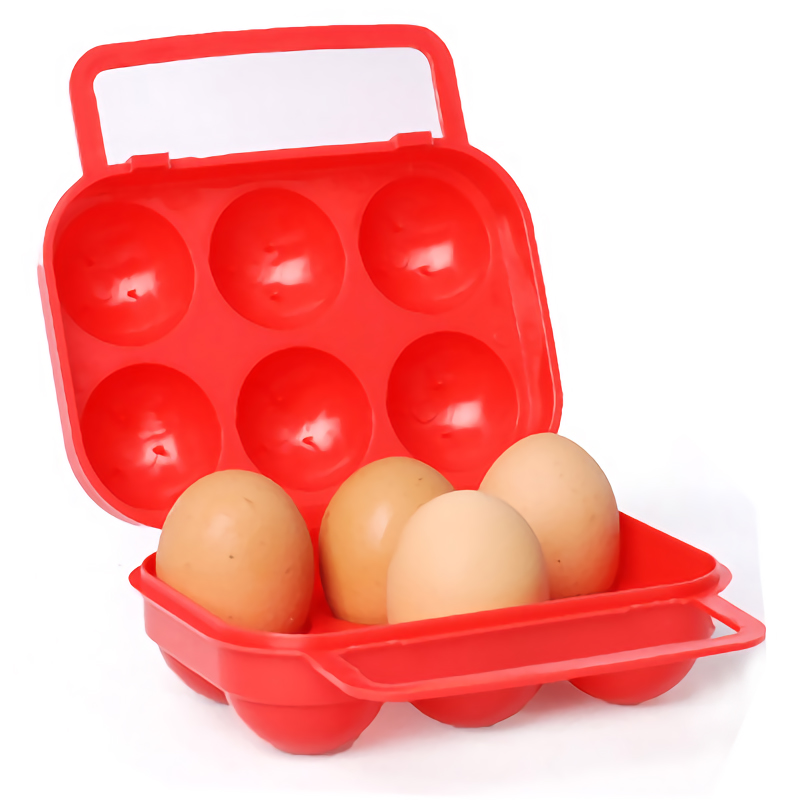 ALOCS爱路客户外防震便携鸡蛋盒子 装蛋壳收纳盒 防压碎鸡蛋保护托6只装AC-P01 红色