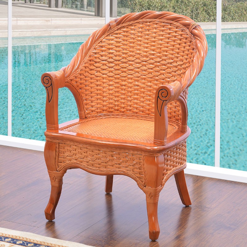藤椅三件套靠背椅客厅休闲椅子阳台桌椅腾椅天然真藤桌椅藤制家具