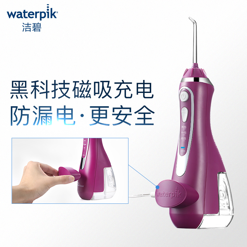 洁碧（Waterpik）冲牙器/水牙线/洗牙器/洁牙机 多支喷头 正畸适用 便携手持小蛮腰GS9-52（WP-565EC升级版）