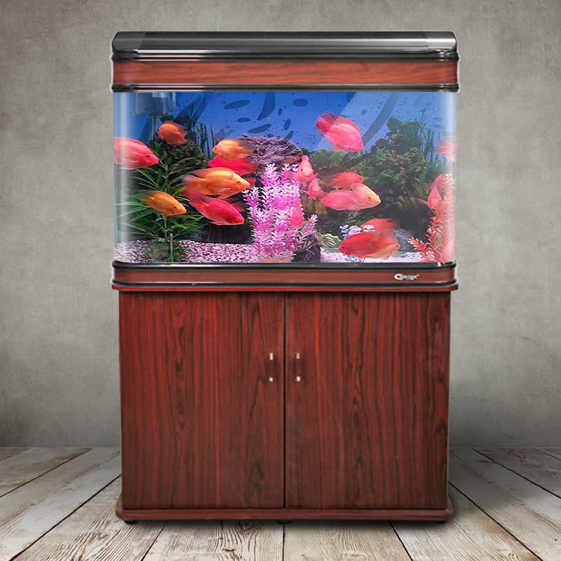 sea sta鱼缸家用客厅 小型玻璃鱼缸水族箱造景装饰生态金鱼缸水草灯