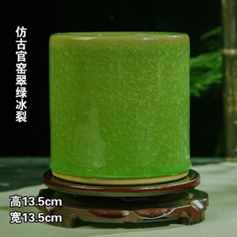 仿古官窑冰瓷开片办公摆家居书房创意笔筒装饰摆件  a款  绿冰瓷笔筒