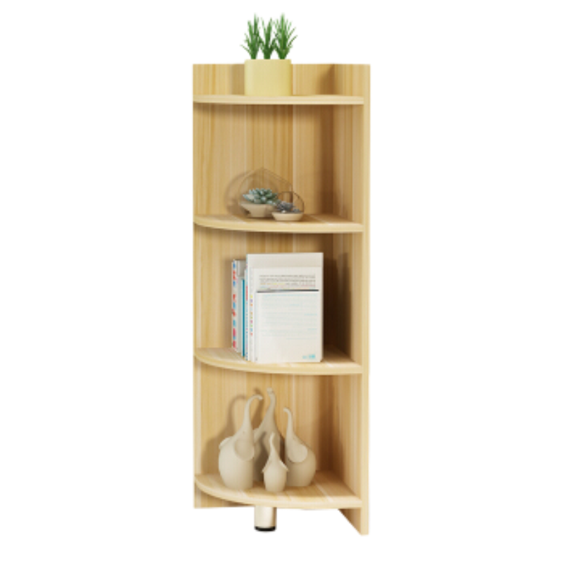 多颂 转角柜三角架卧室客厅带门角柜墙角柜转角柜圆弧置物架 边长30*150 (四格浅胡桃) 组装