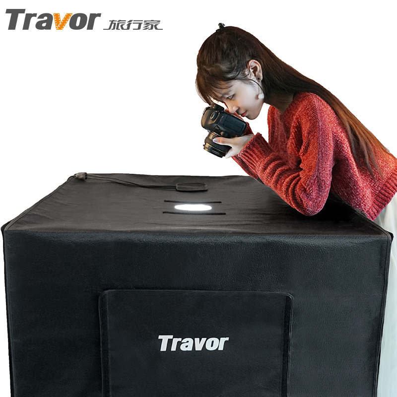 旅行家（Travor）摄影棚LED小型影棚套装80cm 拍照道具可折叠柔光灯箱 免布光可调光