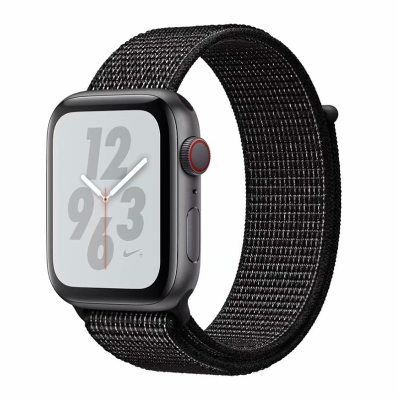 苹果手表SE表带 iWatch6代表带Applewatch6/5/4/3/2代表带尼龙回环透气表带 雪峰黑色（中间有白点） 44MM