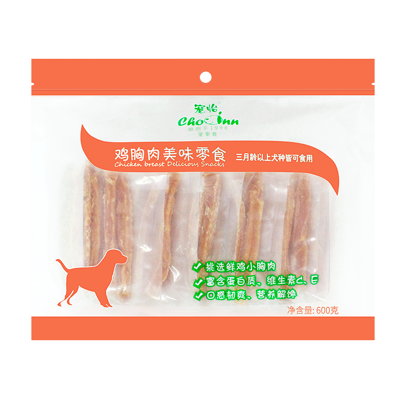 宠怡狗狗零食训犬零食泰迪磨牙棒鸡胸肉鸡肉条成犬幼犬洁齿宠物食品 600g*2包