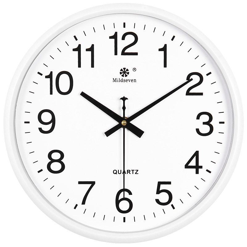 七王星圆形现代简约时尚小挂钟卧室书房挂表儿童房钟表家用电子小石英