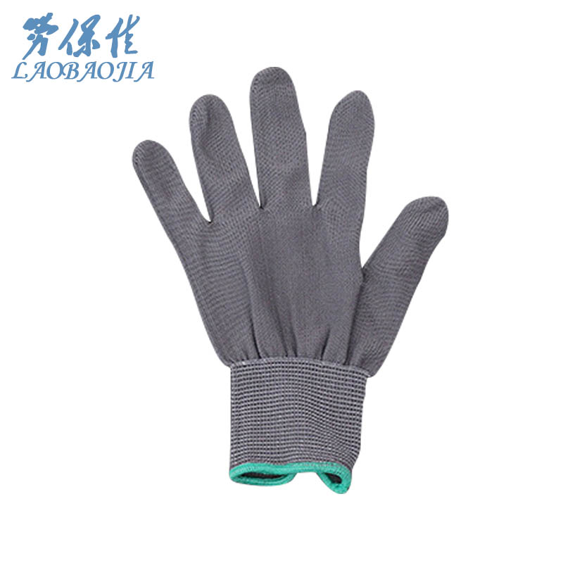 劳保佳 防护手套 电子无尘 人工锁边 13针尼龙手套 胚劳保手套 灰色