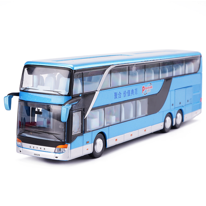 玩具双层巴士模型仿真公共汽车合金大巴车玩具车儿童小汽车 长途巴士