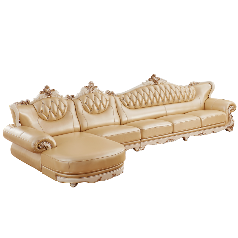 梦美斯宣 沙发 欧式实木真皮转角沙发组合 单人位大小户型沙发客厅法式家具 135 双扶手单人位