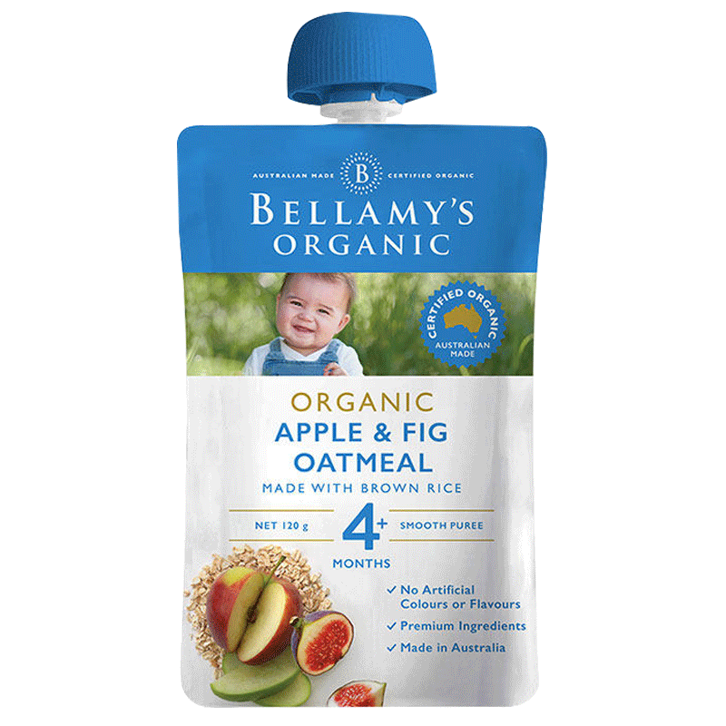 贝拉米 Bellamy’s 婴幼儿辅食 燕麦无花果苹果泥120g/袋 4个月以上宝宝适用 澳洲原装进口