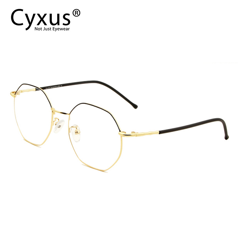 赛施 潮流八边形框时尚眼镜抗蓝光男女款手机电脑护目 黑金框