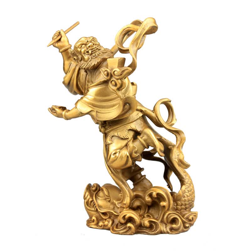德佑堂 纯铜魁星踢斗点斗摆件客厅书桌装饰品独占鳌头铜佛像文昌用品