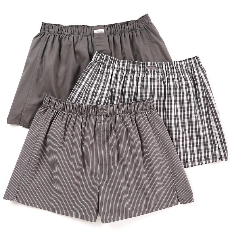 calvin kleinck内裤 男款格纹四角裤boxer平角内裤  3条装 送老公礼物