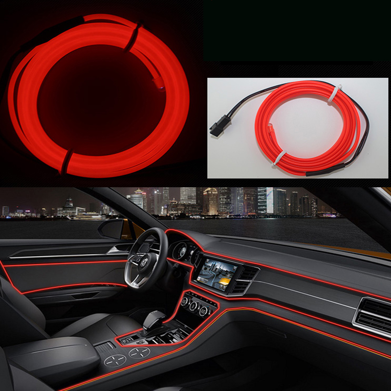 车上生活汽车LED冷光线氛围灯车载饰品汽车内饰灯改装呼吸灯 红色 5米带USB插头驱动