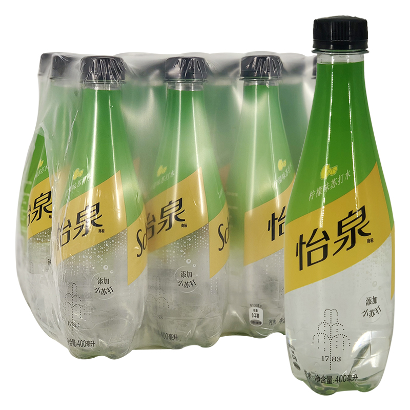 可口可乐 怡泉含气苏打水柠檬味400ml*12瓶/整箱