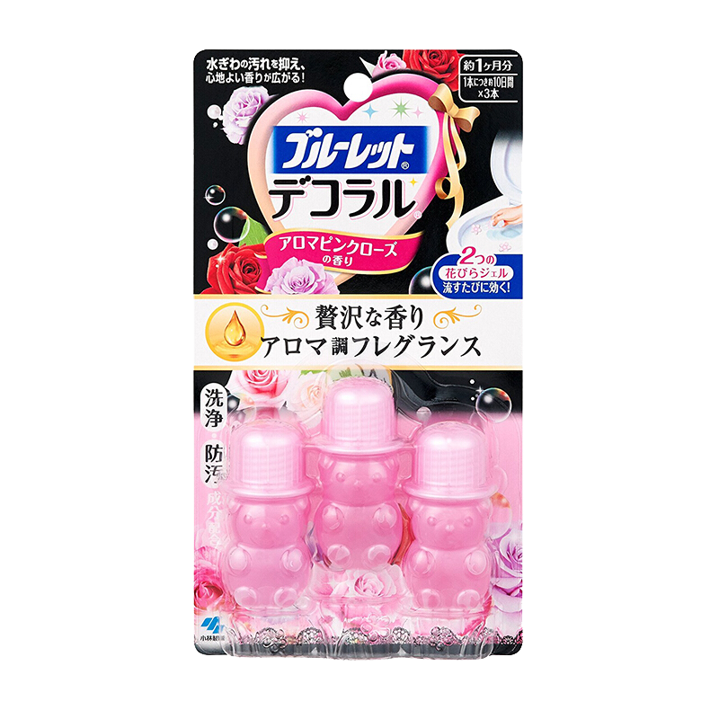 查询日本进口KOBAYASHI小林制X小熊洁厕凝胶粉红玫瑰香型75g瓶3瓶装清洁马桶去除异味历史价格