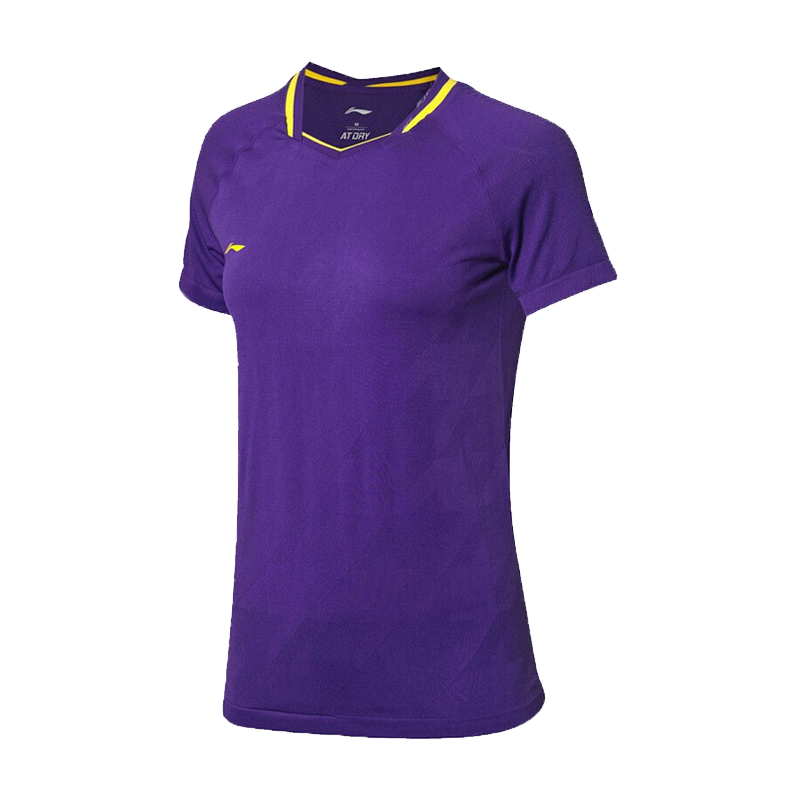 李宁（LI-NING）短袖T恤女款全英公开赛球迷TD版上衣全件一体织吸汗速干AAYP026-1 紫 M码/165 59.5元