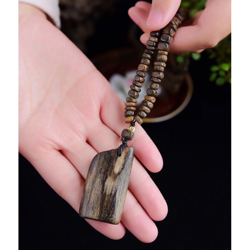 冰珂晶石天然老料达拉干沉香木吊坠项链文玩佛珠男士 礼品汽