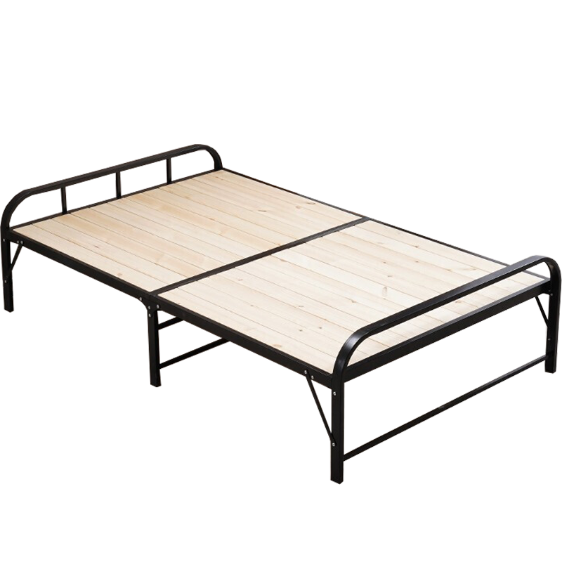 非洲鹰铁床折叠床小户型出租房单人床家用成人简易床午休陪护床1米1.2米1.5米双人木板床两折床 裸床一张 新款加厚钢木床100宽