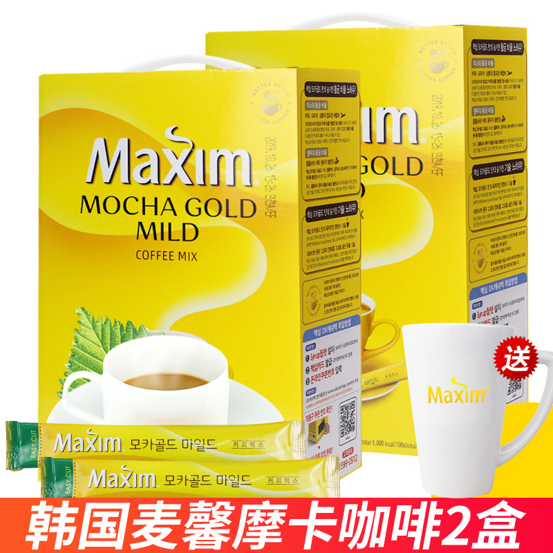 麦馨（maxim）韩国进口东西maxim三合一 麦可馨速溶咖啡粉 黄麦馨金妍儿白金 摩卡麦馨*2盒