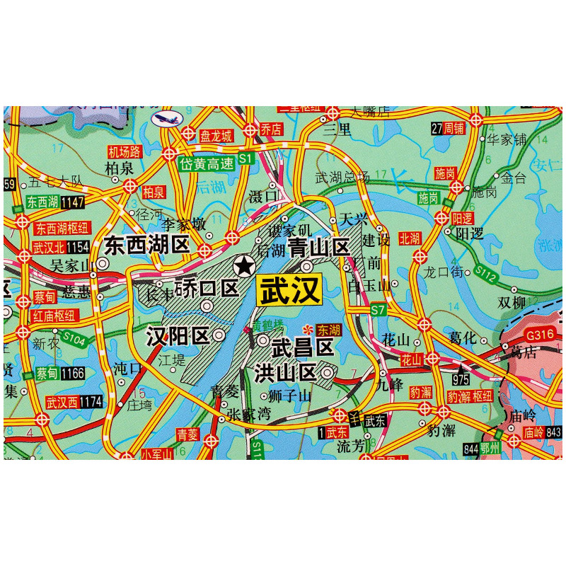 【精装商务版】2021湖北省武汉市地图挂图 附荆州宜昌黄冈城区图