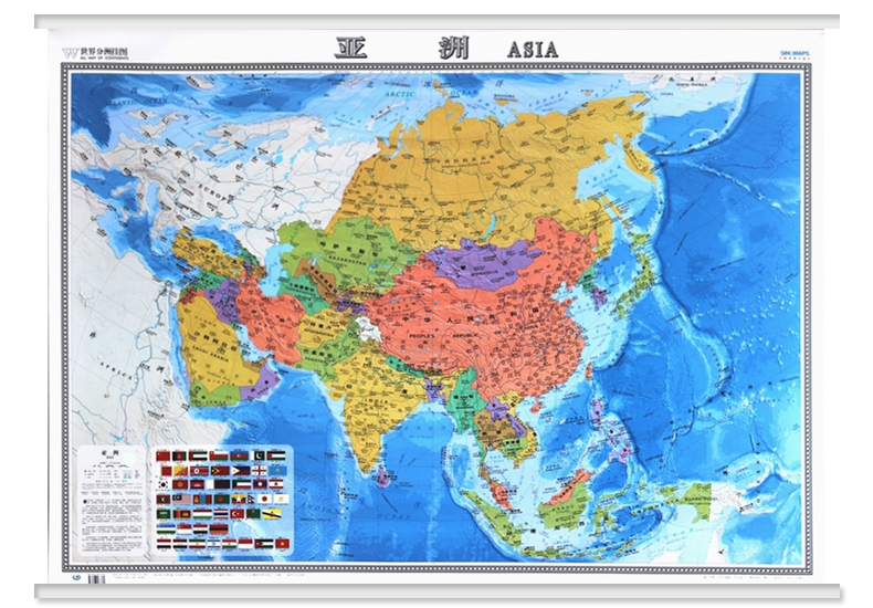 17*0.86米 大张亚洲地图 亚膜无缝整张精品