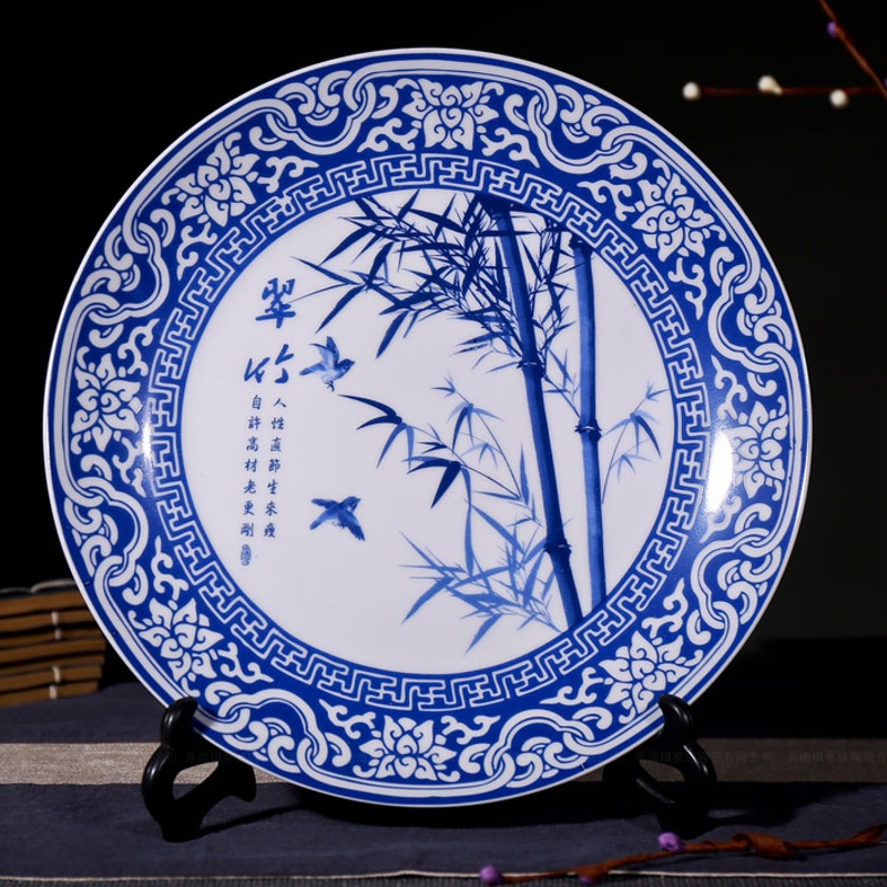 雅成陶瓷 景德镇陶瓷器 青花瓷盘子摆件 装饰盘瓷盘画看盘艺术品装饰