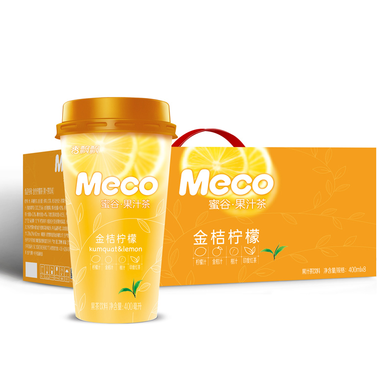 香飘飘奶茶 meco蜜谷果汁茶 金桔柠檬口味400ml 8杯 即饮饮料 整箱