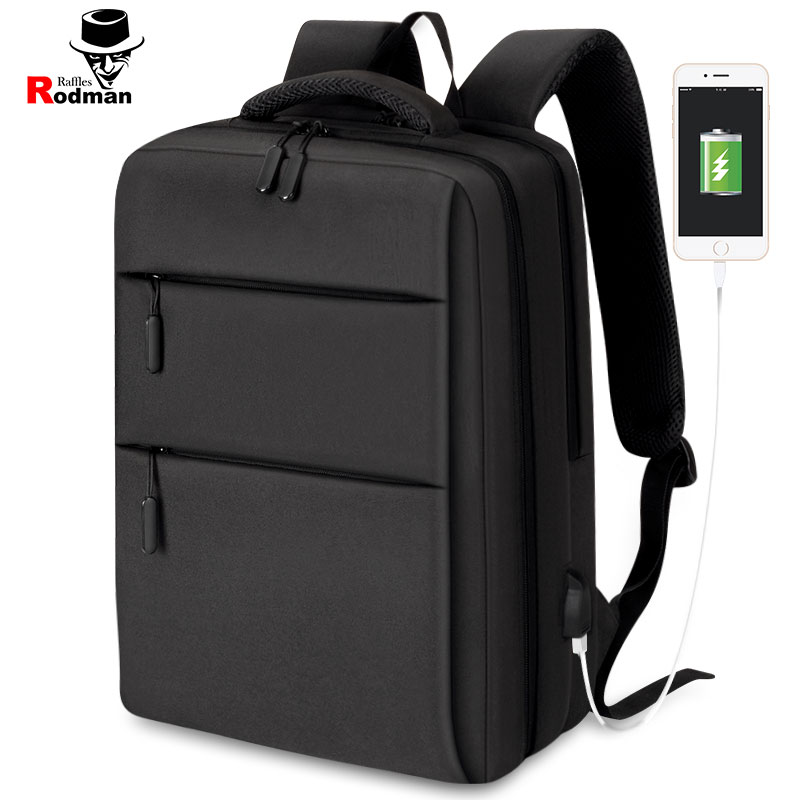 莱弗世 RAFFLES 双肩包私模笔记本电脑包商务男士手提休闲背包设计师款时尚书包13.3-15.6英寸 002黑色
