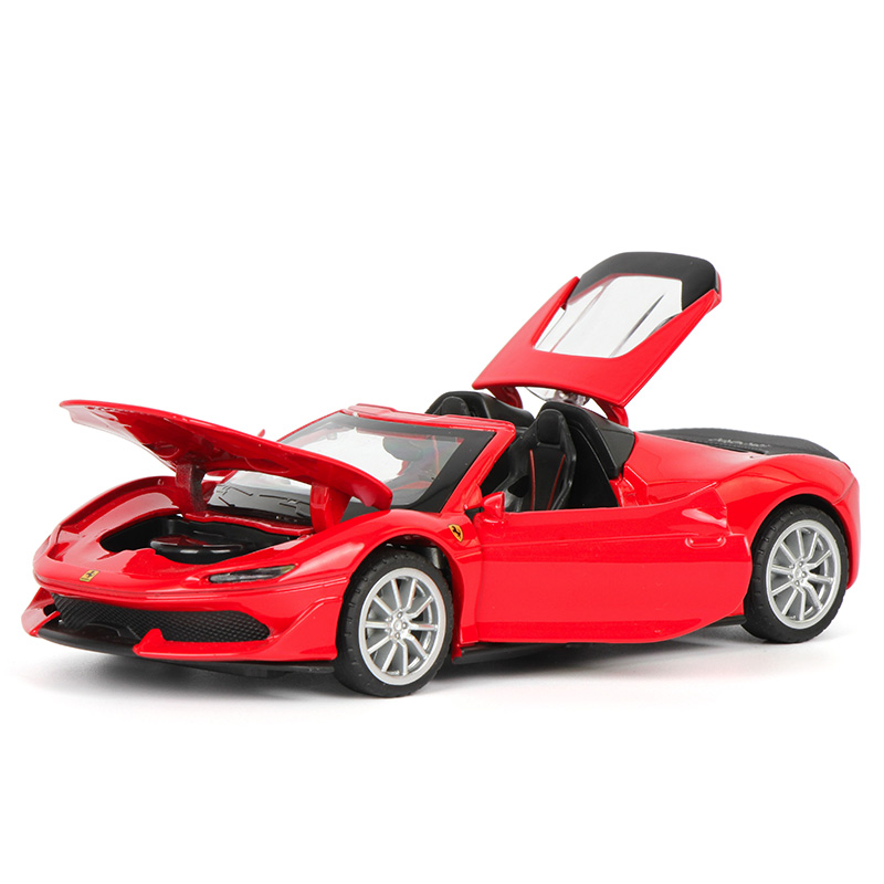 嘉业汽车模型儿童玩具车模合金仿真车可开门声光回力车 法拉利J50-红色 1比32