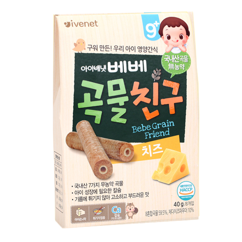艾唯倪贝贝谷物棒韩国原装进口磨牙棒夹心糙米卷杂粮辅食儿童零食 奶酪味