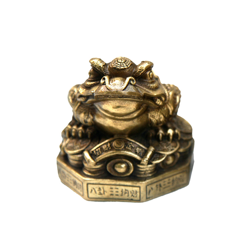 贞玉吉全铜金蟾摆件 三足金蟾蜍店铺开业礼品客厅办公八卦底座 a款