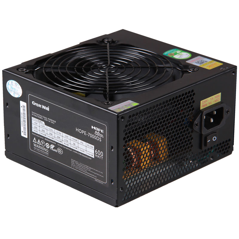 长城（GreatWall）额定600W HOPE-7000DS电脑电源（双8PIN/台系电容/75cm长线材/宽幅/温控风扇/3年质保）