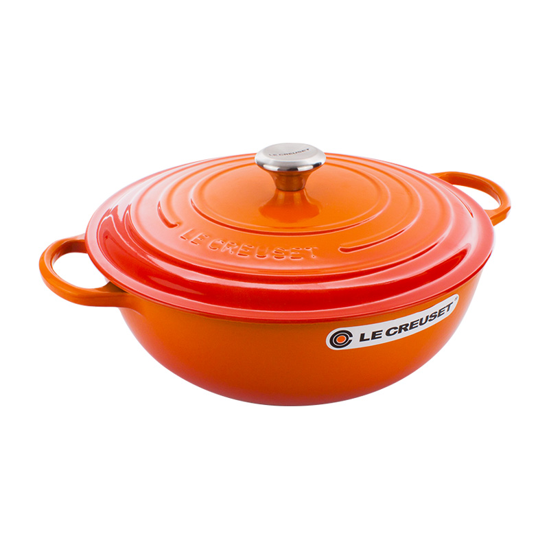 酷彩（Le Creuset） 铸铁珐琅锅S级新款深烧锅妈咪锅汤锅炖锅 火焰橙24cm