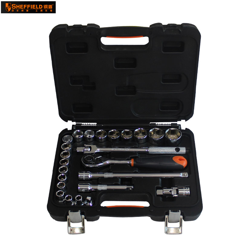 钢盾工具 套筒接杆万向接头棘轮扳手 24件12.5mm系列公制组套s010024