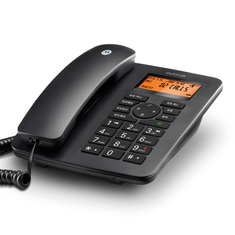 摩托罗拉CT111C 录音电话机 办公家用座机 手动自动录音 电话机 赠8GBSD卡 CT111C 黑色