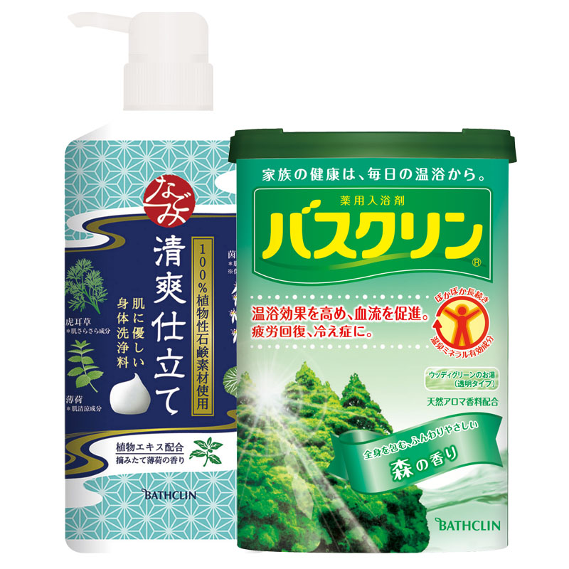 巴斯克林温热香浴盐森林香 600g+草本沐浴露清爽薄荷香型 600ml）